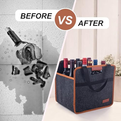 Foyego 9 Bottle Wine Tote Bag, Insulated Thermal Padded Wine Carrier Tote, Reusable Wine Bags for Travel, Camping and Picnic, Perfect Wine Lover Gift - color: 9 Bottle
