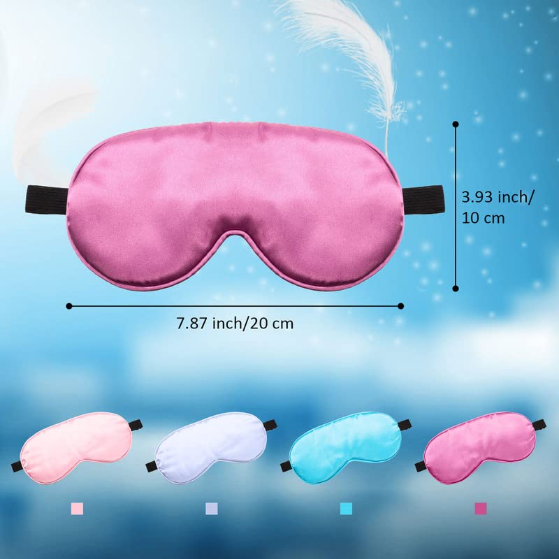 BBTO 4 Pcs Silk Sleep Eye Masks Smooth Soft Satin Eye Covers with Adjustable Strap Blindfold for Sleeping Blocking Out Lights Travel Relaxation (Purple, Pink, Sky Blue, Taro Color) - color: Purple, Pink, Sky Blue, Taro Color