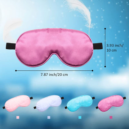 BBTO 4 Pcs Silk Sleep Eye Masks Smooth Soft Satin Eye Covers with Adjustable Strap Blindfold for Sleeping Blocking Out Lights Travel Relaxation (Purple, Pink, Sky Blue, Taro Color) - color: Purple, Pink, Sky Blue, Taro Color