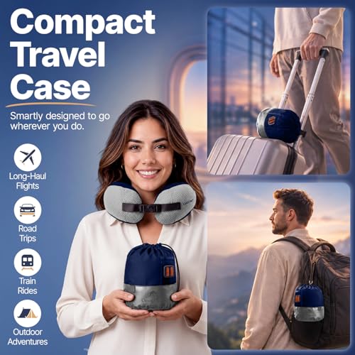 ComfyNap® Versatile Travel Neck Pillow for Airplane [Patented], 9 Positions in 3 Techniques, Plane Pillow with Pure Memory Foam, Travel Pillow with HeadRest Flight Sleep, Travel Essential - Earth - color: Earth
