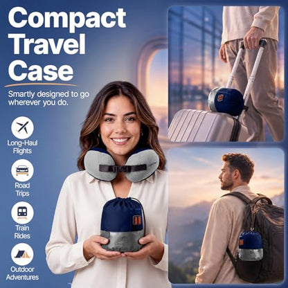 ComfyNap® Versatile Travel Neck Pillow for Airplane [Patented], 9 Positions in 3 Techniques, Plane Pillow with Pure Memory Foam, Travel Pillow with HeadRest Flight Sleep, Travel Essential - Earth - color: Earth