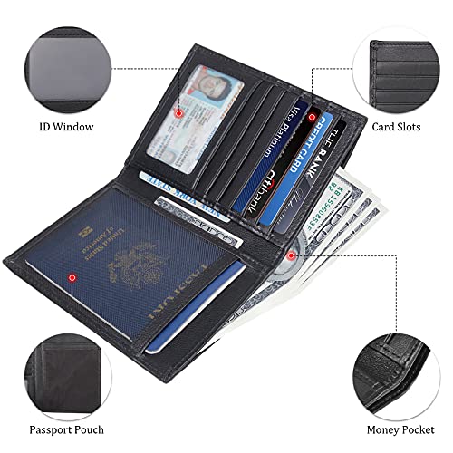 Polare RFID Blocking Napa Leather Passport Holder Travel Wallet For Men and Women (Black) - color: Black