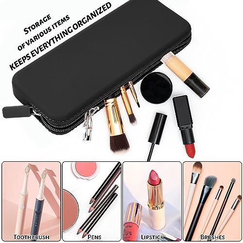 Sakolla Travel Makeup Brush Holder, Silicone Makeup Brush Bag with Zipper Closure, Makeup Brushes Organizer Case Washable Makeup Pouch Holder Case for Daily, Work, Essentials（Black） - color: Regular Black