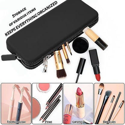 Sakolla Travel Makeup Brush Holder, Silicone Makeup Brush Bag with Zipper Closure, Makeup Brushes Organizer Case Washable Makeup Pouch Holder Case for Daily, Work, Essentials（Black） - color: Regular Black