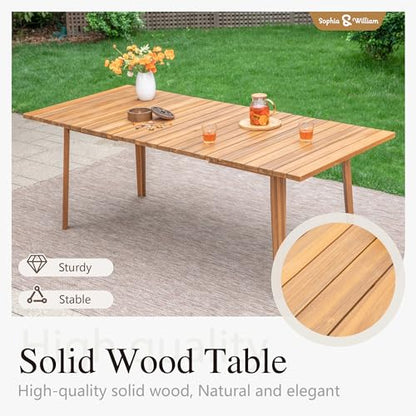 Sophia & William Outdoor Dining Set, Patio Furniture Set with Table and Chairs Set Wooden, Rattan Furniture Set of 8 Chairs and 1 Acacia Wood Rectangular Table for Yard, Garden, Porch and Poolside - size: 8 Seats
