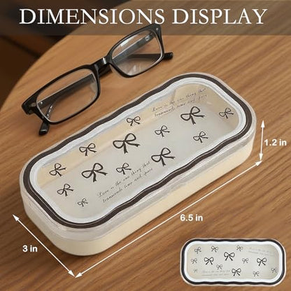 Cute hard shell bow glasses case cat transparent glasses case sunglasses glasses Size is 6.9 x 3.2 x 1.2inches - color: Case - Black Bow
