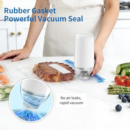Handheld Vacuum Sealer, Sous Vide Vacuum Pump, Rechargeable Hand Held Vacuum Sealer for food Storage, Camping, Sous Vide, Reusable Vacuum Bags Compatibility, White(Pump Only) - color: White