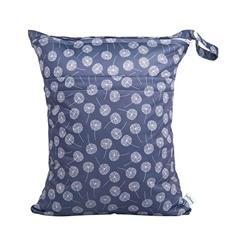 babygoal Wet Dry Bags for Baby Cloth Diapers, Washable Travel Bags, Beach, Pool, Gym Bag for Swimsuits & Wet Clothes with Two Zippered Pockets 3 Pack, 3LN11 - color: Dandelion&Owl&Feather