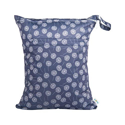 babygoal Wet Dry Bags for Baby Cloth Diapers, Washable Travel Bags, Beach, Pool, Gym Bag for Swimsuits & Wet Clothes with Two Zippered Pockets 3 Pack, 3LN11 - color: Dandelion&Owl&Feather