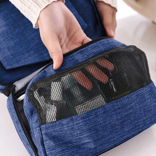 Travel toilet bag is used to store toiletries, Suitable for short-term travel use hanging toilet bag (Navy blue) - color: Navy blue