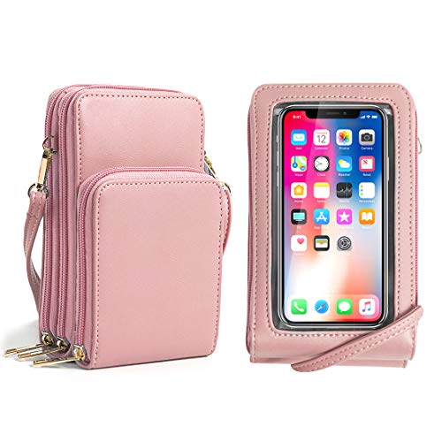 Crossbody Cellphone Purse Women Touch Screen Bag RFID Blocking Wallet Handbag Shoulder Strap - color: Pink-small, size: Small