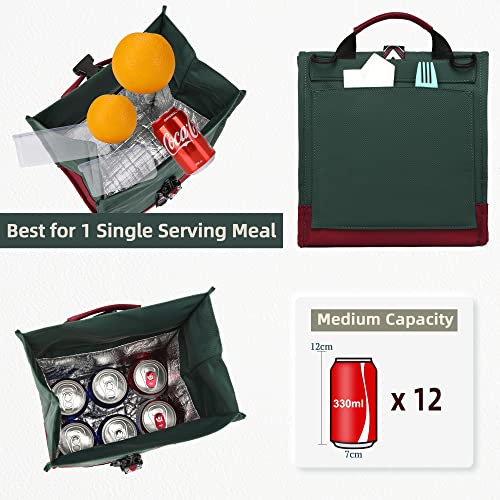 SUNNY BIRD Insulated Lunch Bag Rolltop Lunch Box Tote Bag for Women, Men, Adults and Teens (Green with Boho strap) - color: Green with Boho strap