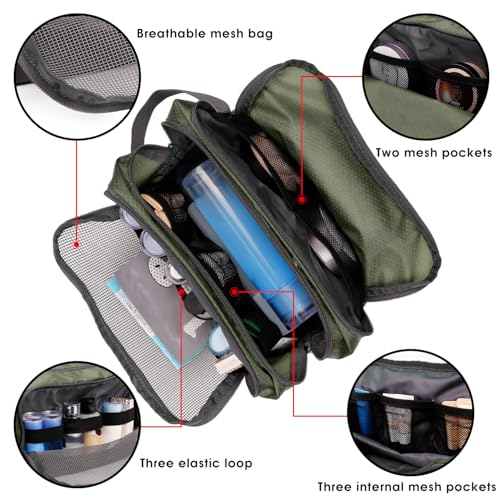 Toiletry Bag for Men Hanging Dopp Kit Water Resistant Shaving Bag Small Toiletry Bag for Traveling (Army Green) - color: Army Green