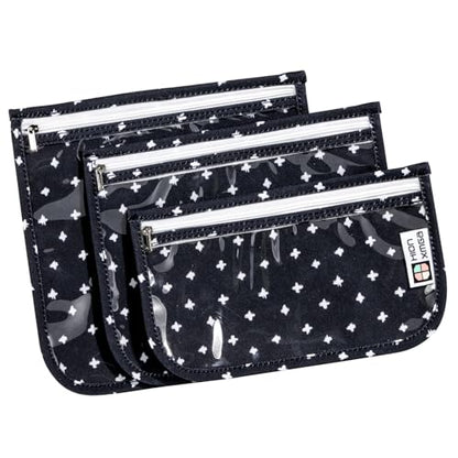 HIONXMGA TSA Approved Toiletry Bag, Set of 3 Clear Travel Toiletry Bag Quart Size Zipper Travel Pouch, Waterproof Makeup Cosmetic Bag for Women Men Kids Toiletries Carry on, Plus - color: Plus, Mixed Sizes