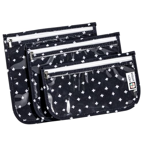HIONXMGA TSA Approved Toiletry Bag, Set of 3 Clear Travel Toiletry Bag Quart Size Zipper Travel Pouch, Waterproof Makeup Cosmetic Bag for Women Men Kids Toiletries Carry on, Plus - color: Plus, Mixed Sizes