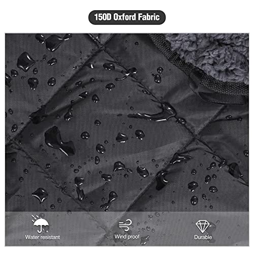 REDCAMP 50"x59" Large Warm Camping Blanket Waterproof & Windproof with Fleece Lining, Outdoor Blanket for Cold Weather Stadium Picnic Travel, Machine Washable Black - color: Black&grey/50"x59"