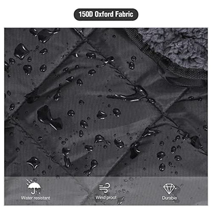 REDCAMP 50"x59" Large Warm Camping Blanket Waterproof & Windproof with Fleece Lining, Outdoor Blanket for Cold Weather Stadium Picnic Travel, Machine Washable Black - color: Black&grey/50"x59"