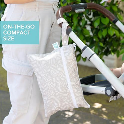 Bumkins - Waterproof Wet Bag, Wet/Dry Clutch & Clear Travel Bags - For Beach, Baby, Travel, Cloth Diapers, Pump Parts, Pool, Gym, Toiletries - Reusable & Easy to Clean - Boho Beige - 5 Pack - color: A1 Boho Beige 5pc