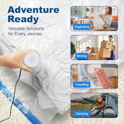 HOUSE DAY 18 Pack Vacuum Storage Bags with Electric Pump, Valve, Space Saver Vacuum Seal Bags for Clothing, Comforters, and Travel Essentials 3 Jumbo,3 Large,3 Medium,3 Small/3 Small,3 XS Roll Up Bag - size: 18 Combo-E PUMP