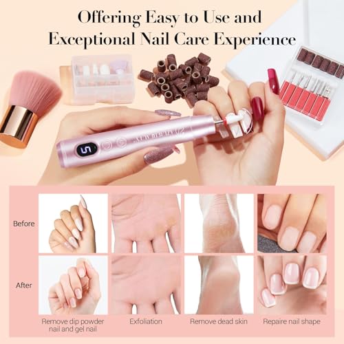 AzureBeauty Dip Powder Nail Kit with Electric Nail Drill 24 Colors Nude Pink Glitter Red Green Nail Powder Starter Kit with Dip Liquid Set Base Top Coat Activator Portable Manicure Essential Set - color: Bright Green Red