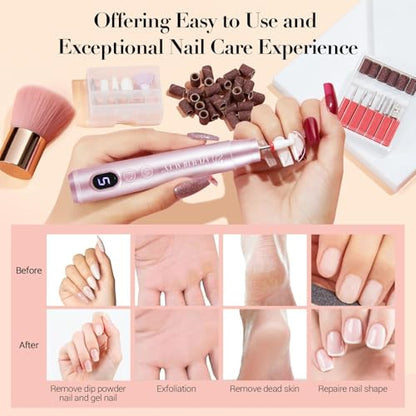 AzureBeauty Dip Powder Nail Kit with Electric Nail Drill 24 Colors Nude Pink Glitter Red Green Nail Powder Starter Kit with Dip Liquid Set Base Top Coat Activator Portable Manicure Essential Set - color: Bright Green Red