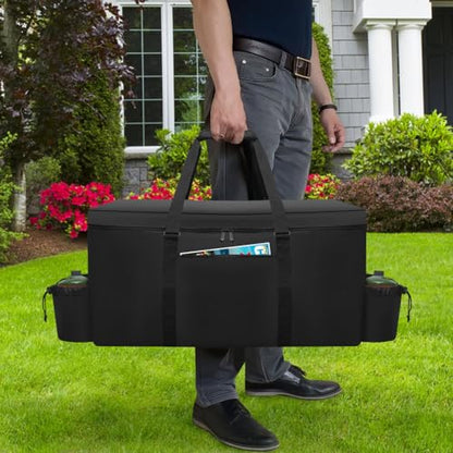 Grill Carry Bag for Weber Q1000 Q1200 Liquid Propane Grill, 1680D Heavy Duty Water Resistant Outdoor BBQ Grill Bag, with Multi-pockets and Padded Handle