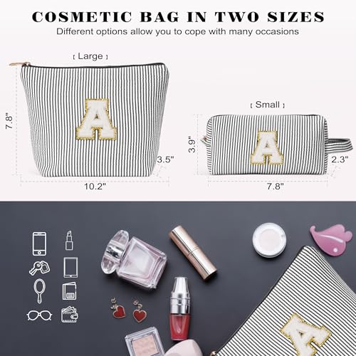 Teacher Christmas Gifts for Women - Teacher Appreciation Gifts, 2025 Xmas Birthday Gift for Teachers, Initial Makeup Bag for Teachers, Black A - color: Black, style: A'