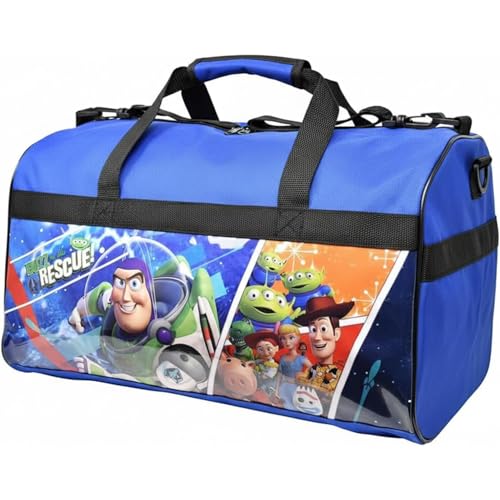 Toy Story Duffle Bag Set for Kids - Bundle of Buzz Lightyear Luggage Carry-On Suitcase Bag Plus Stickers, Water Bottle, More | Toy Story Travel Set
