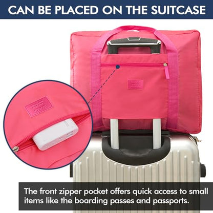 INVODA Travel Bag for Women Foldable Carry on Duffel Bag Waterproof Tote Weekender Luggage Bag (Red) - color: Red