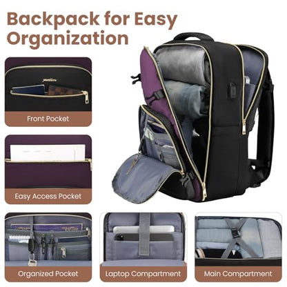 YAMTION Luggage Sets 6 Piece,Hardside 20In Suitcase with Spinner Wheels,TSA Lock,Carry On Suitcase Travel Essentials for Personal Items,Purple - color: Purple