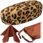 MyEyeglassCase Hard Sunglasses case - Women Glasses Case Holder - Large Durable Eyeglass Case Hard Shell with Pouch & Cloth - color: Leopard Animal Print