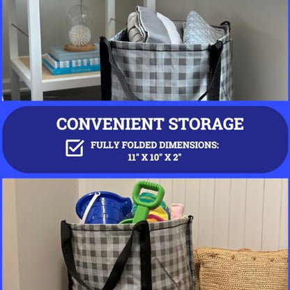 DURASACK Heavy Duty Storage Tote Bag 22-Gallon Rugged Woven Polypropylene Moving Bag, Reusable Self-Standing Design, Holds up to 500 Pounds, Pack of 4, Gingham Gray - color: Gingham Gray, size: Pack of 4
