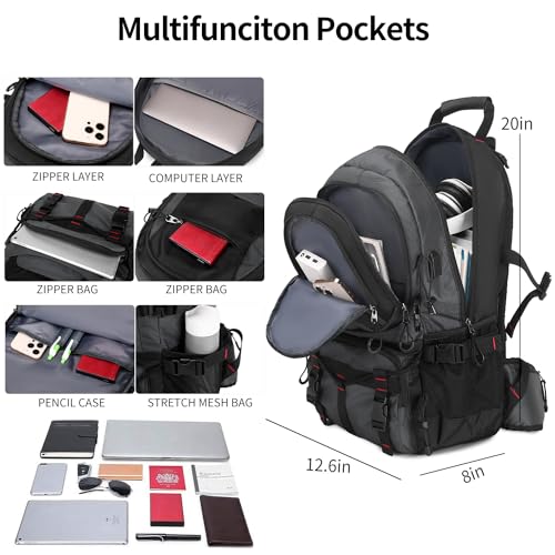 Nerlion 40L Hiking Backpack Travel Backpack for Men Women Camping Waterproof Outdoor Hiking Daypack Lightweight Backpack (Dark Gray) - color: A7- Dark Gray