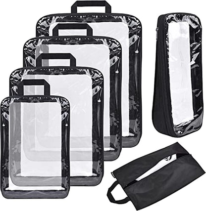 BAGAIL Transparent Compression Packing Cubes, Clear and Visible Travel Packing Organizer for backpack and suitcase