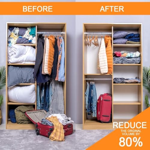 GONGSHI Vacuum Seal Bags for Clothing Travel & Home Storage, Travel Vacuum Bags with Electric Pump,Space Saver for Blankets, Comforters, Pillows, Clothes,32 Combo
