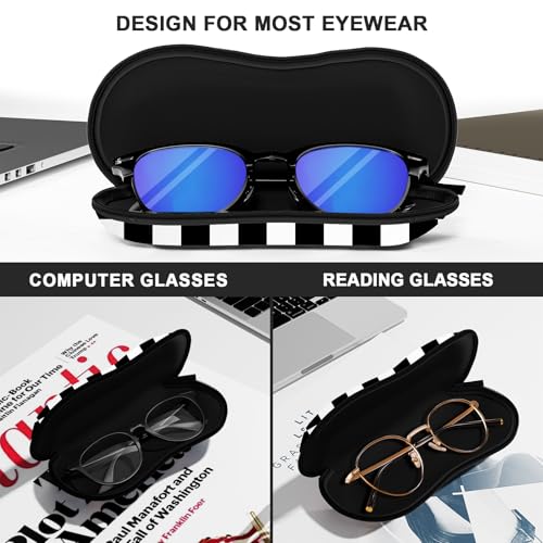 Sunglasses Soft Case, Ultra Light Portable Neoprene Zipper Glasses Case for Men Women - color: Black Plaid