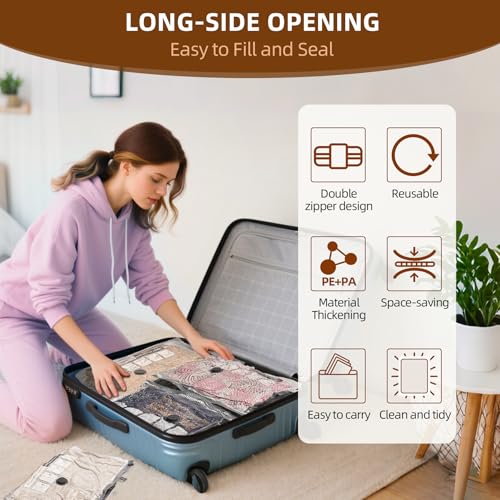 18 Pack Travel Vacuum Bags for Clothing with Electric Pump,Vacuum Travel Bags,Compression Packing Cubes for Luggage,Carry-on Space Saver Storage Bags for Cruise - style: 18 Vacuum Bags + Wirelwss Charging Pump