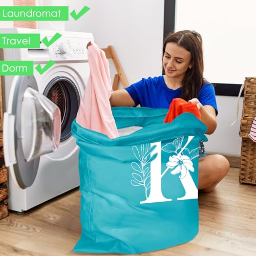 Sylfairy 2 Pack Extra Large Travel Laundry Bag, Dirty Clothes Organizer with Drawstring,Heavy Duty Travel Laundry Bags - color: Letter K