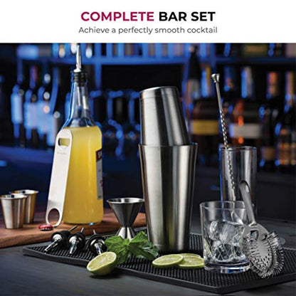 FineDine Cocktail Shaker Set with Travel Bag - Stainless Steel Shaker Set Bartender Kit - Mixology Bartender Kit - Strainer, Muddler, Jigger, Bar Spoon, Bottle Opener, Pour Spouts - Bar Set (14 Piece) - size: 14 Piece