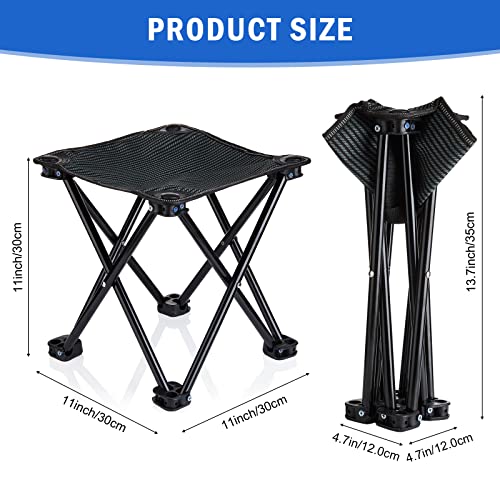 4 Pack Camping Stool Foot Rest Small 11Inch Portable Folding Camping Chair Lightweight Foot Rest Seat with Carry Bag for Fishing Hiking Gardening Beach Outdoor Walking Backpacking Travel BBQ (Black)