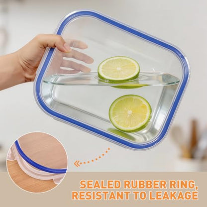 Liuruiyu 2 Pack 2260ml/76.4oz Glass Food Storage Containers with Lids, Meal Prep Containers, Airtight Bento Boxes with Leak Proof Locking for Microwave, Oven, Freezer and Dishwasher, BPA Free - color: 2 Pack-76.4oz