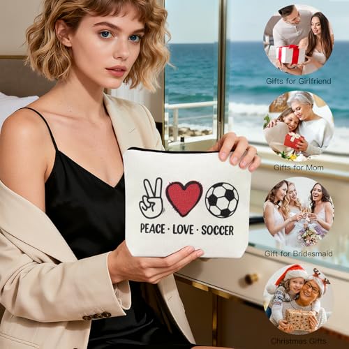 Frerdui Soccer Gifts Makeup Bag, Football Lovers Soccer Team Gifts, Perfect for Teen Grils, Birthday Christmas Gifts for Mom Friends Female, Ideal Gift for Travel, Soccer Stuff Accessories - style: Soccer Bag