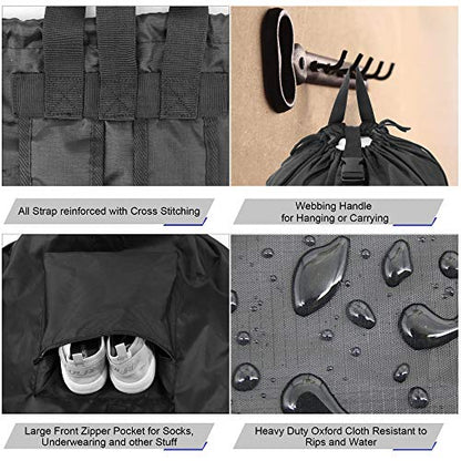 BeeGreen Laundry Bag Backpack w Adjustable Shoulder Straps College Dorm Essentials w Drawstring Closure for Travel Camp Heavy Duty Laundry Hamper Backpack Portable w Handle Xlarge Black - color: Black, style: With Front Zipper Pocket