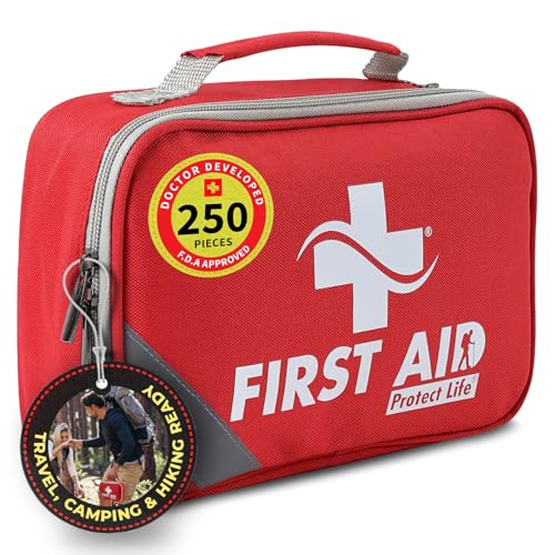Protect Life First Aid Kit for Home & Business, 250 Pcs - Emergency Medical Kit for Camping & Hiking - size: 250 Pieces Kit (Travel)