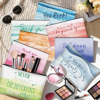 30 Pcs Thank You Makeup Bag Bulk for Women Canvas Cosmetic Bag Employee Appreciation Gifts for Coworker Staff Worker Social Volunteer Mother Teacher Nurse - style: Thank You