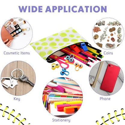 Eccliy 20 Pcs Tennis Makeup Bags Bulk Sport Team Gifts Tennis Cosmetic Bag Accessories for Women Toiletry Zipper Pouch Travel Canvas Gifts Stuff for Party Team Players Lover - size: 8 x 5 Inch, style: Tennis