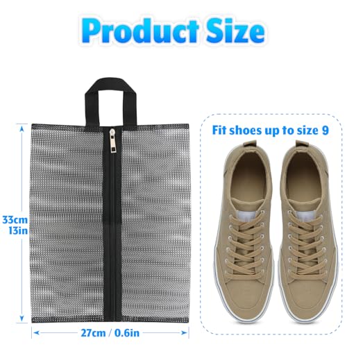 2 Pcs Shoe Bags for Travel, Mesh Breathable Sneaker Bags Portable Shoe Storage Organizer with Handle for Travel Gym Sport, Reusable Zipper Pouch for Women and Men