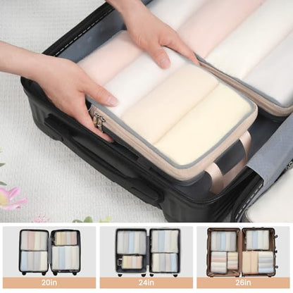BAGAIL 6 Set Ultralight Compression Packing Cubes Packing Organizer for Travel Accessories Luggage Suitcase Backpack - color: Beige70D, style: Mesh Pattern