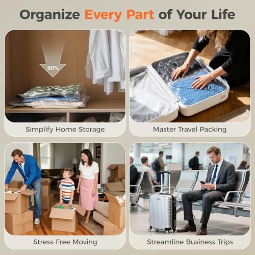 Nicetree 9-Pack Vacuum Bags for Travel with Rechargeable Pump, Compression Packing Bags for Carry-On Luggage & Suitcase, Vacuum Seal Bags for Clothing, 3 Sizes for Travel & Home Storage - style: 9 Combo Set
