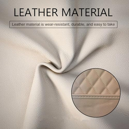 Car Seat Back Organizer, PU Leather Auto Hanging Storage Pocket, Multipurpose Upgrade Waterproof Back Seat Organizer, Travel Essential Accessory, Universal for Most Cars (Beige)